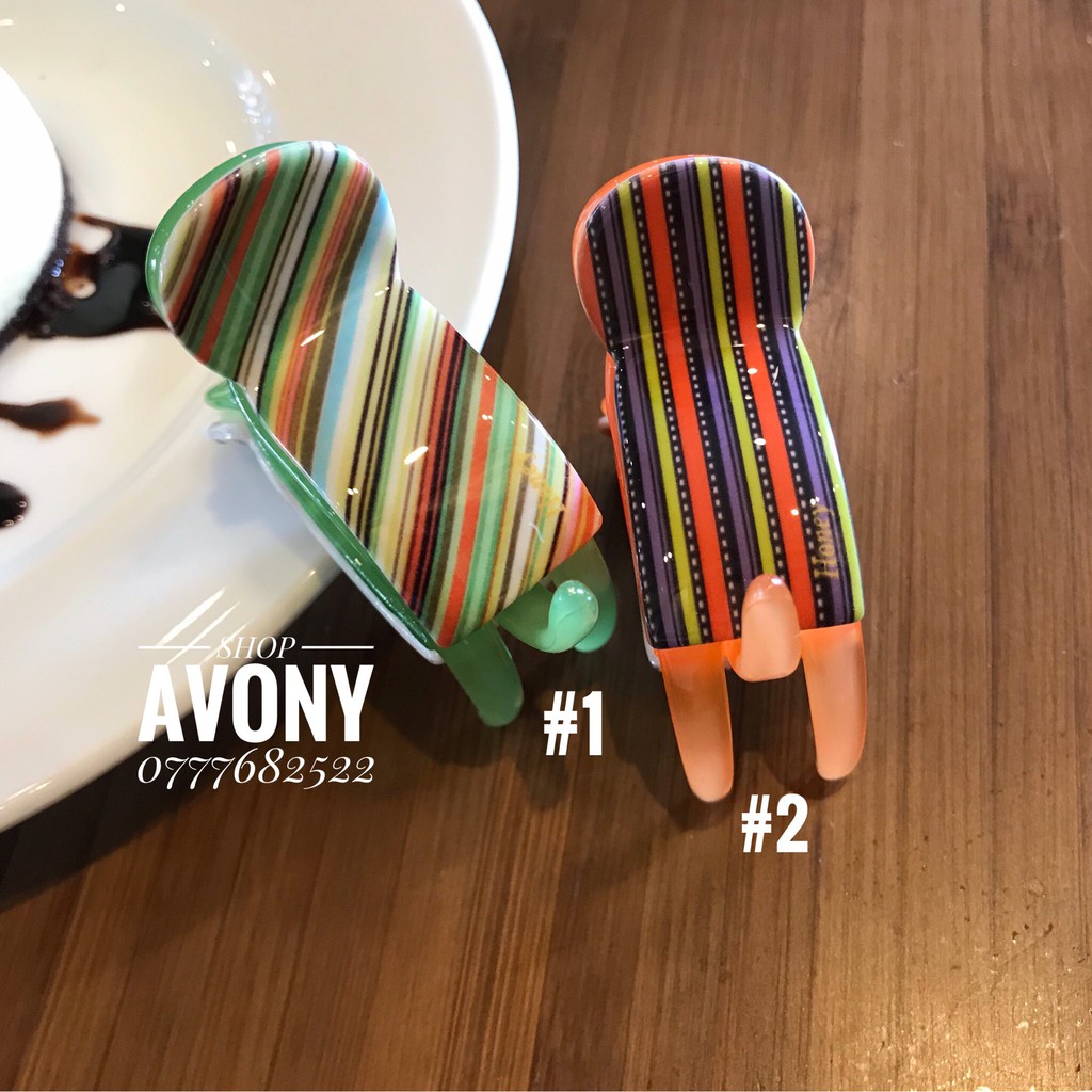 Kẹp tóc 3 răng đầu tròn Honey in sọc dọc pb 2