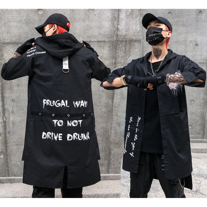 Áo Khoác Mỏng Nhẹ Sơ Mi Nam Dáng Dài Mũ Trùm Đầu Kiểu Hầm Hố Phối Chữ Cá Tính SOMI NAM 18-19 | BigBuy360 - bigbuy360.vn