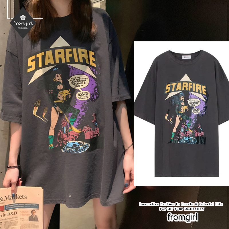 Áo Thun Thời Trang Tay Ngắn In Chữ Phong Cách Hàn Quốc Cá Tính