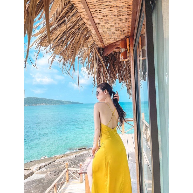 ⚡️Đầm maxi 2 dây hở lưng xẻ chân
