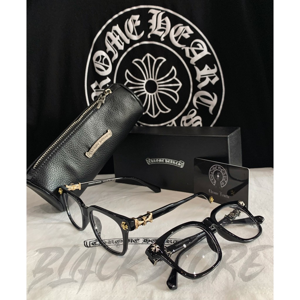 Kính CHROME HEART Thời Trang Cao Cấp Season 6 - Gọng đen Charm Vàng Bạc Unisex
