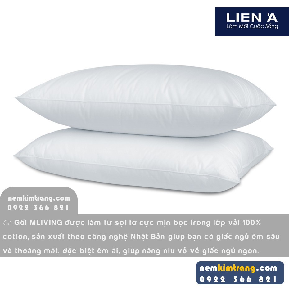 Gối gòn tơ tằm MLiving Liên Á - MICROFIBER, CHÍNH HÃNG