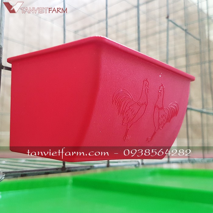 Máng ăn 2 móc treo bằng nhựa cho gà đá, chim các loại, size nhỏ
