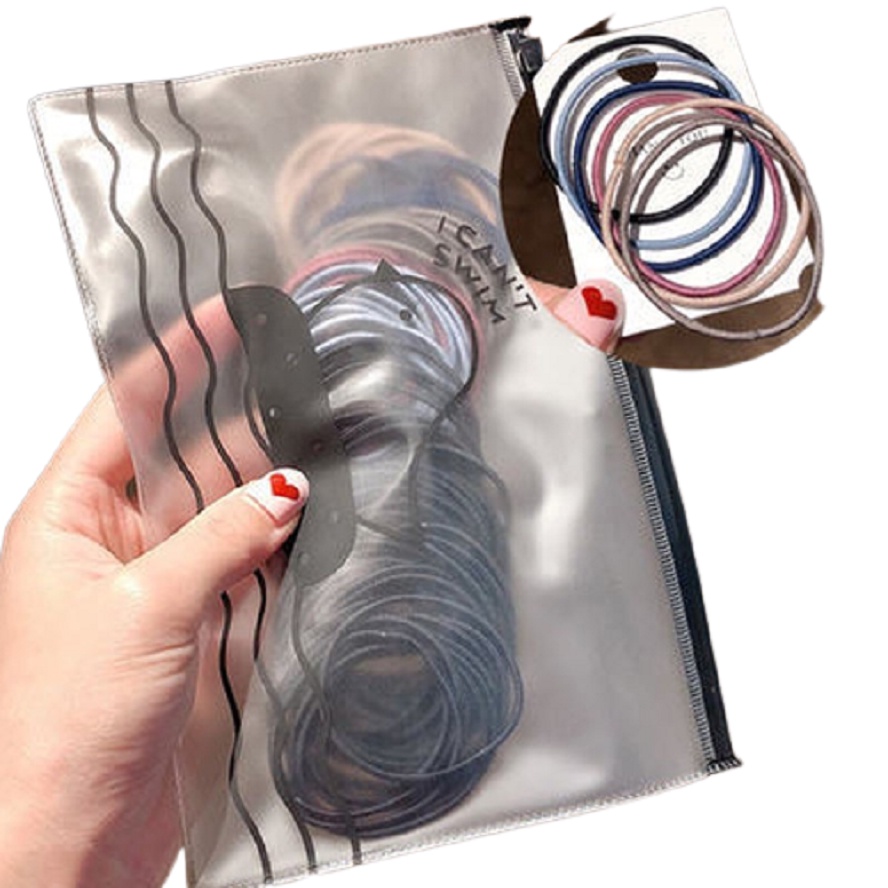 Sét 100 dây cột tóc Hàn Quốc - Túi 100 chun buộc tóc mix màu siêu xinh 100146