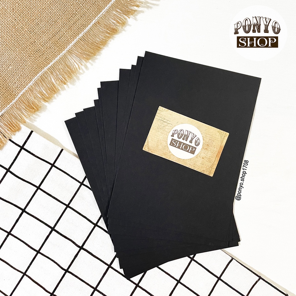 Khổ A4 - 10 tờ giấy đen định lượng 160gsm làm Handmade