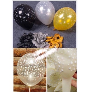 10 Bong bóng đốm sao, vàng gold, trong suốt, đen - Star balloon