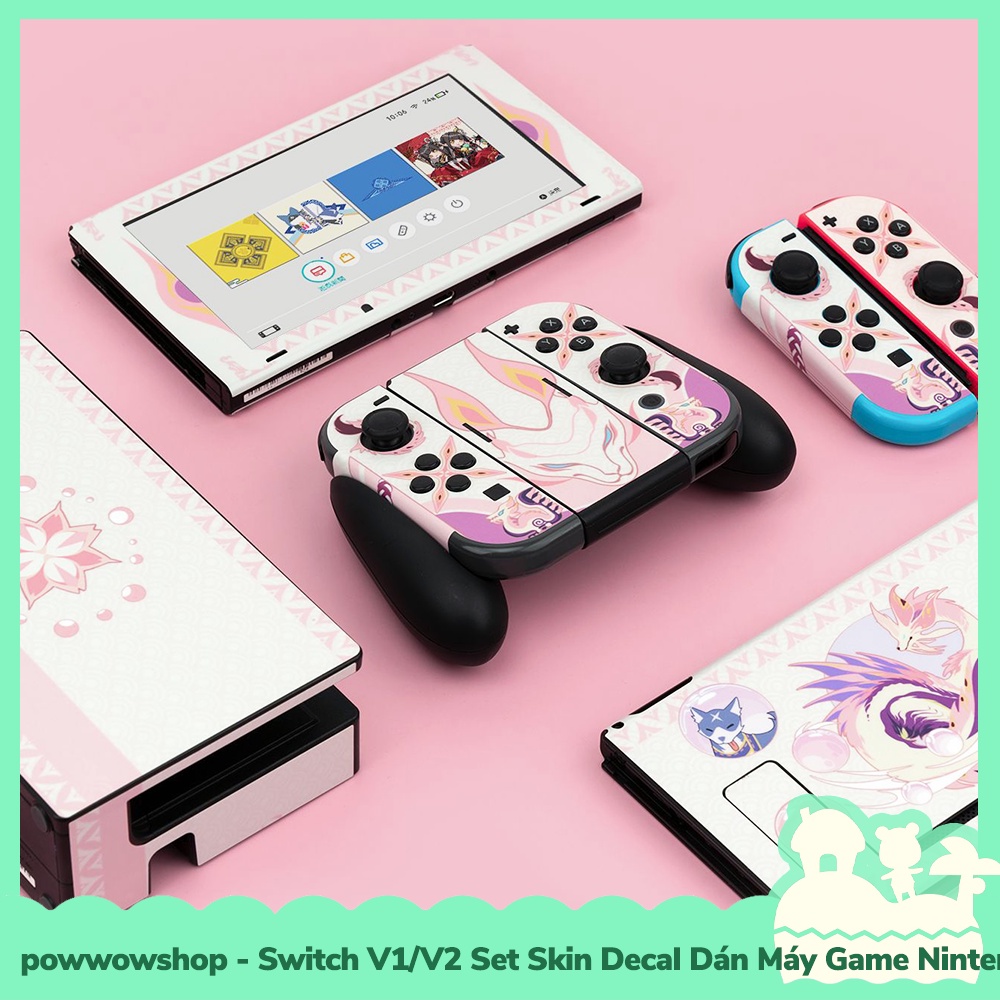[Sẵn VN - Hỏa Tốc] Switch V1/V2 Set Skin Decal + PVC Dán Máy Game Nintendo Switch Monster Hunter Rise Mizutsune