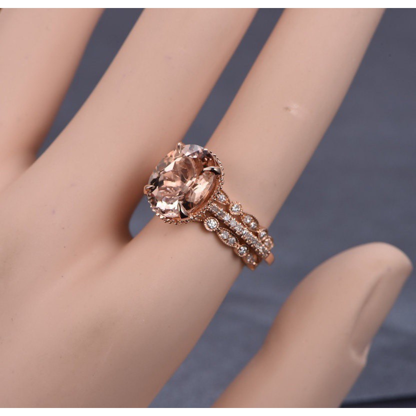 Nhẫn Mạ Vàng Hồng 18k Đính Đá Topaz