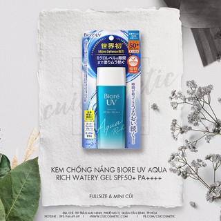Kem chống nắng Biore UV Aqua Rich Watery Essence/Gel SPF 50+/ PA++++ 50ml/90ml