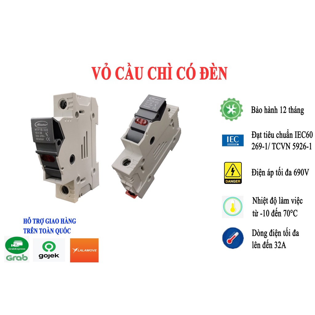 Vỏ Cầu Chì Có Đèn Master - Thiết Bị Tủ Điện Công Nghiệp