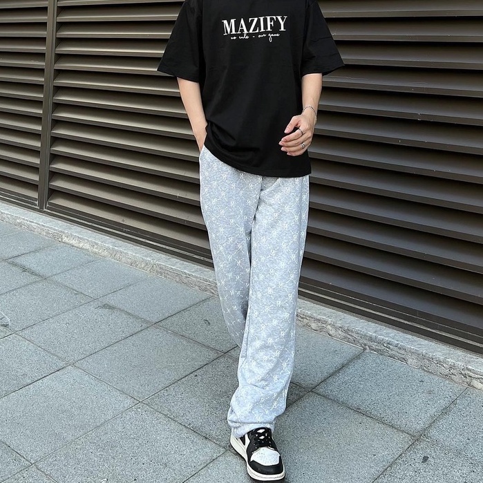 Quần dài ống suông nam MAZIFY, quần culottes in logo MZF