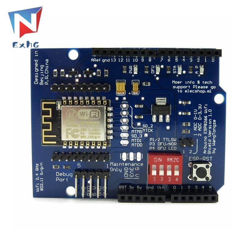 ExhG❤❤❤High quality ESP8266 UART WIFI Wireless Shield Development Board ESP-12E Circuits Boards Modules For Arduino UNO