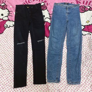 Quần Jean bò đen rách Size S