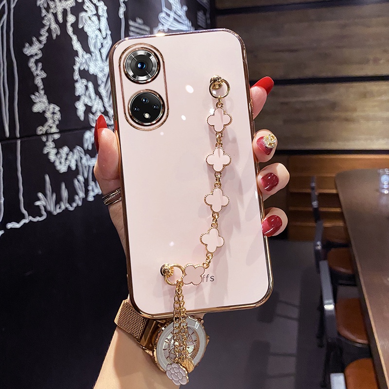 Ốp Điện Thoại Mạ Có Dây Đeo Cho Huawei Honor 50 50SE Nova 9 SE 8i 8 5T 3i 7i 7SE 9Z Honor X9 X8 X7