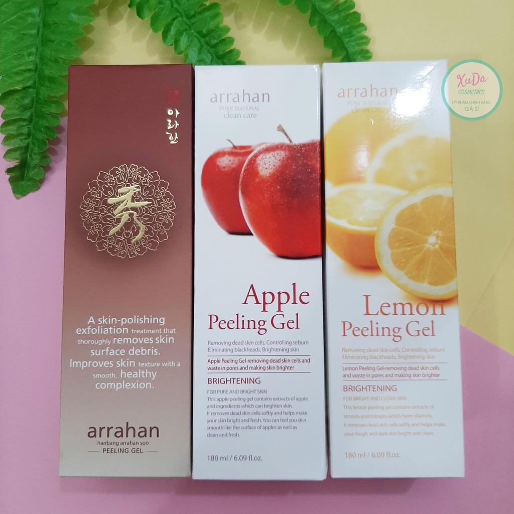 Tẩy da chết Arrahan Peeling gel Hàn Quốc 180ml tẩy da chết làm trắng da chiết xuất từ táo chanh sâm than hoạt tính