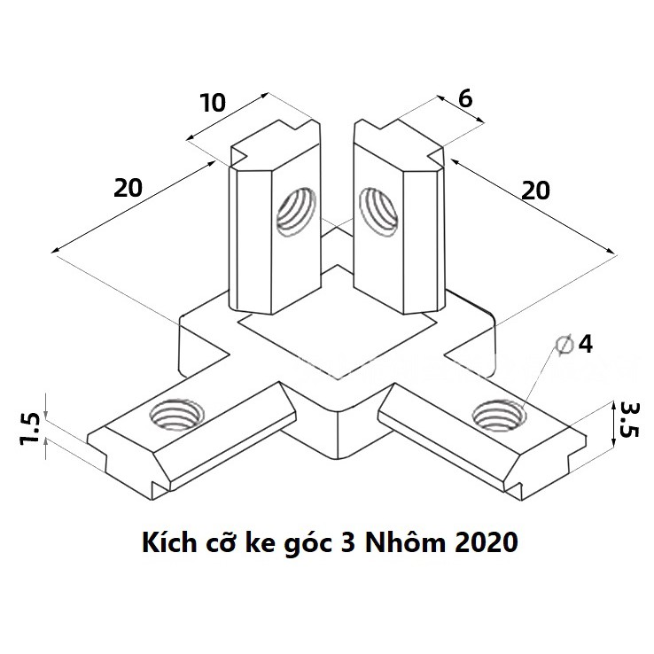 Ke 3 Góc Nhôm Định Hình 2020 3030