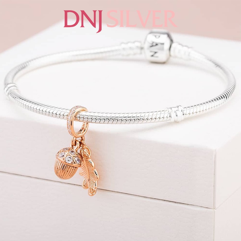 Charm bạc 925 cao cấp, hàng chuẩn bạc - Charm Acorn &amp; Leaf thích hợp để mix vòng tay charm - DN193