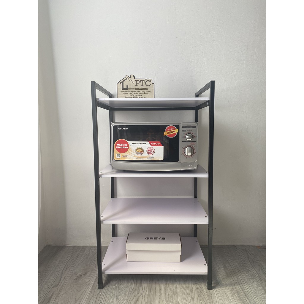 Kệ Lò Vi Sóng 4 Tầng Gỗ MDF Chất Lượng Cao Khung Sắt Sơn Tĩnh Điện | BigBuy360 - bigbuy360.vn