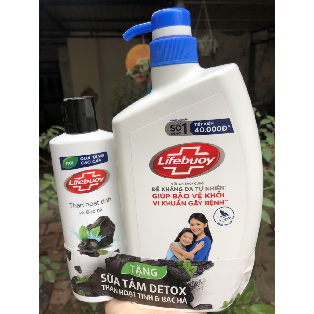 Quà tặng LIFEBUOY SỮA TẮM CHĂM SÓC DA 850g sữa tắm detox 200g