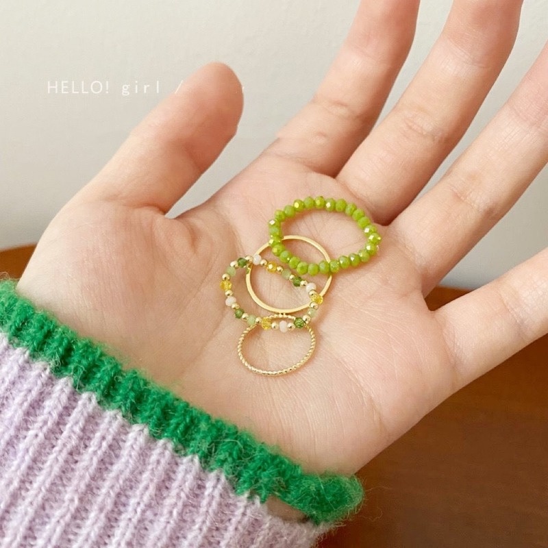 Nhẫn MANYUE đính hạt nhiều màu đơn giản thời trang cho nữ