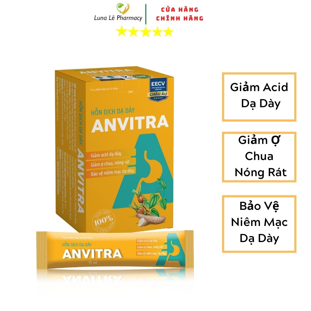 Anvitra Hỗn Dịch Giảm Acid Dạ Dày Và Trào Ngược Dạ Dày Thực Quản Hộp 15 Gói