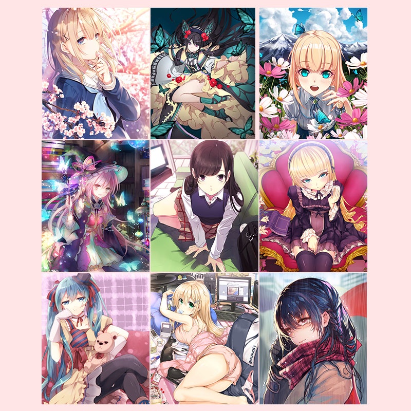 Bộ Tranh Đính Đá Diy Hình Cô Gái Anime 30x40cm Dùng Để Trang Trí Phòng Khách