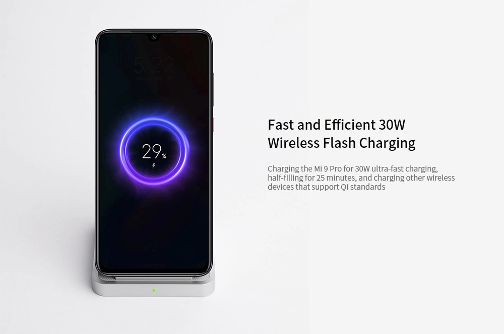 Đế Sạc Nhanh Điện Thoại Không Dây Xiaomi 30w Có Đèn Flash Cho Mi 9 Pro