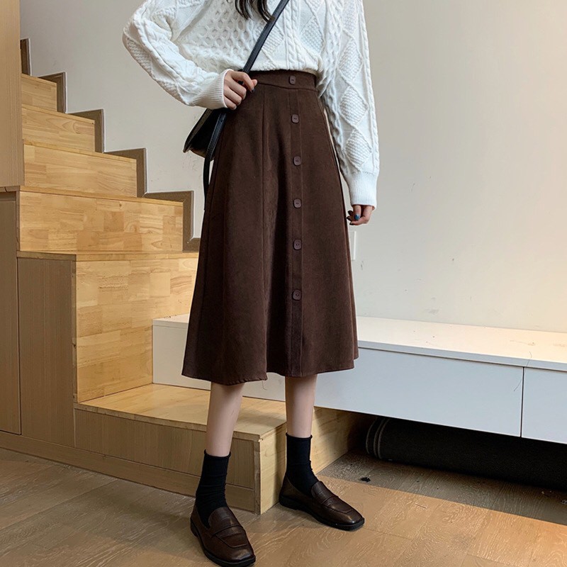  Chân váy xòe dáng dài có cúc, váy midi M804 | BigBuy360 - bigbuy360.vn