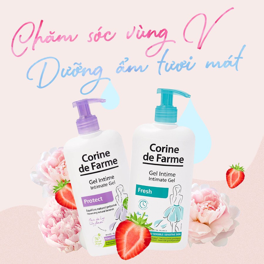 Corine de Farme Intimate Gel Fresh - Dung dịch vệ sinh phụ nữ làm sạch và khử mùi vùng kín 250ml