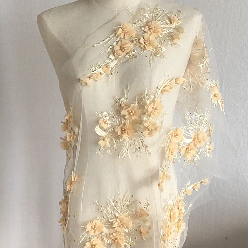 Miếng Ren Hoa 3D Dán Trang Trí Váy Cưới