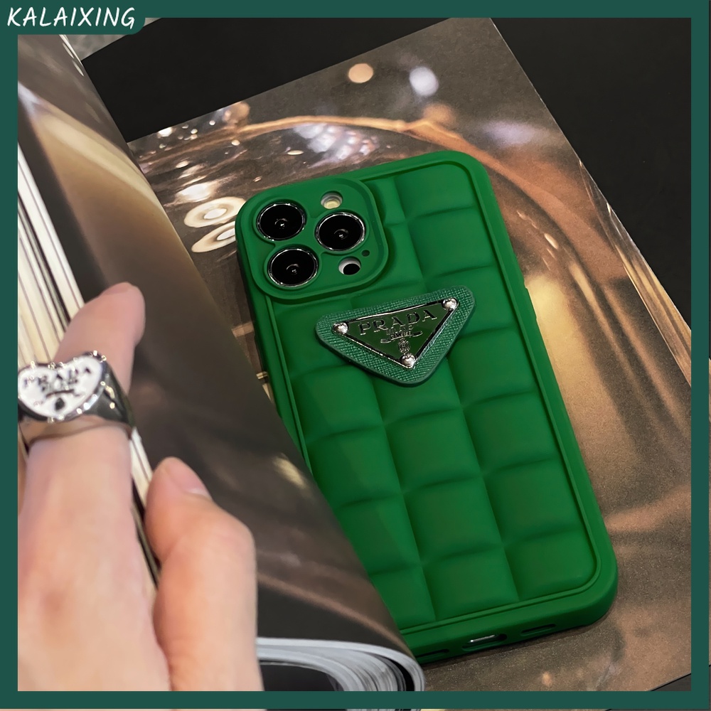 PRADA Ốp Điện Thoại Mềm Thiết Kế Hình Tam Giác 3D Cho iPhone 14 Pro Max 13 Pro Max 12 11 Pro Max Xs Max Xr X Xs