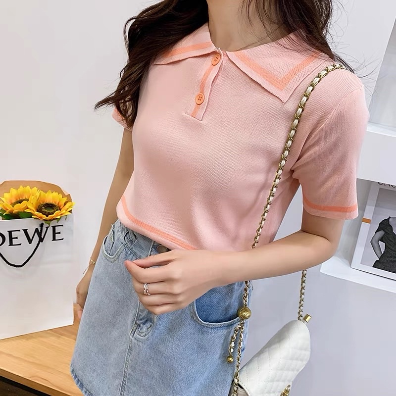 áo len dệt kim cổ đức pha viền (39036#)