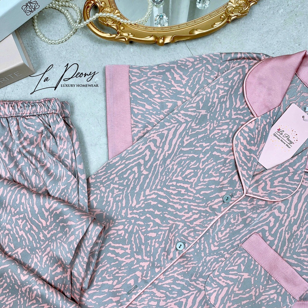 Bộ đồ ngủ, pyjama bộ lụa cao cấp bộ mặc nhà đẹp áo ngắn tay quần ngố các hãng nhiều họa tiết lạ mắt Bin Sports PJM010