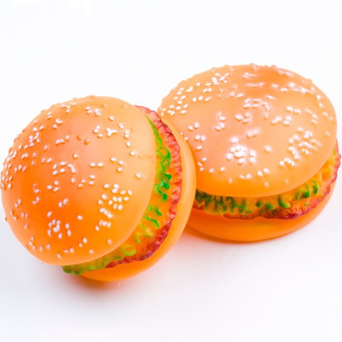 Đồ chơi bánh hamburger cao su cho chó mèo