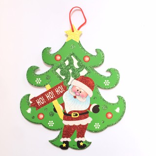 Tranh treo trang trí Noel phủ nhũ 38cm x 32cm (mẫu cây thông)