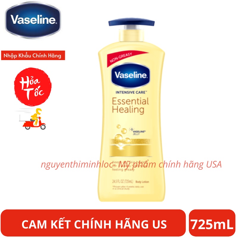 [Mẫu Mới] Sữa Dưỡng Thể Body Lotion Vaseline Intensive Care – Essential Healing (725mL) Màu Vàng Phục Hồi Da