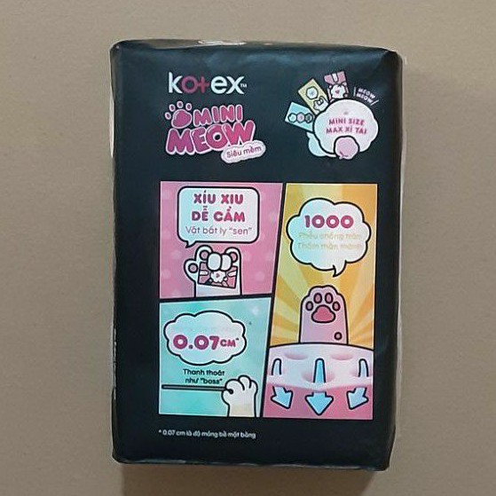 Băng vệ sinh Kotex Mini Meow siêu mềm 8 miếng