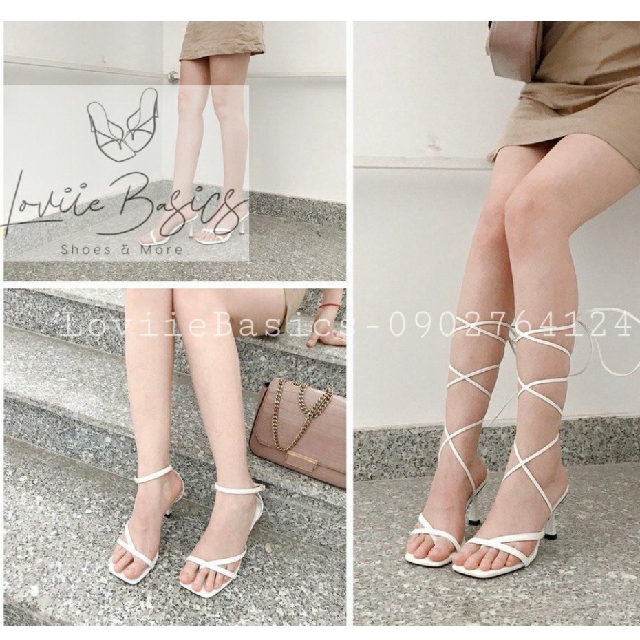 GIÀY CAO GÓT LOVIIEBASICS - SANDAL NỮ CAO GÓT ĐẾ VUÔNG 5 PHÂN DÂY MẢNH THỜI TRANG G200957 G220307