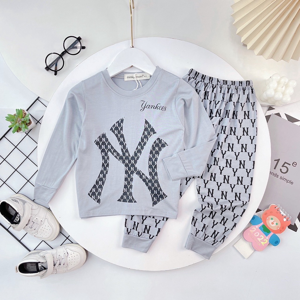 Bộ Dài Tay THUN LẠNH MINKYMOM in hình NY mềm mịn cho bé từ 7-33kg)