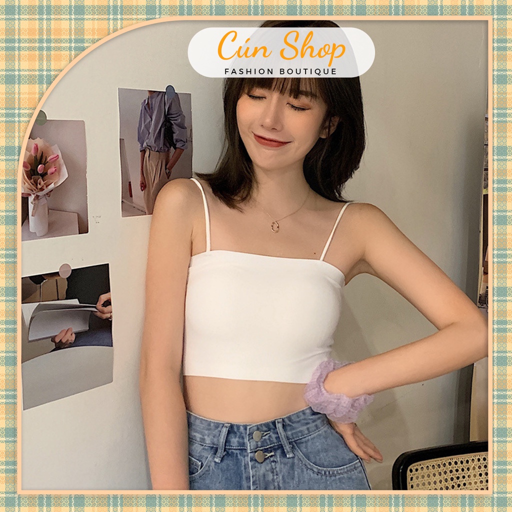 Áo croptop 2 dây sợi bún ôm body tôn dáng - Cún Shop