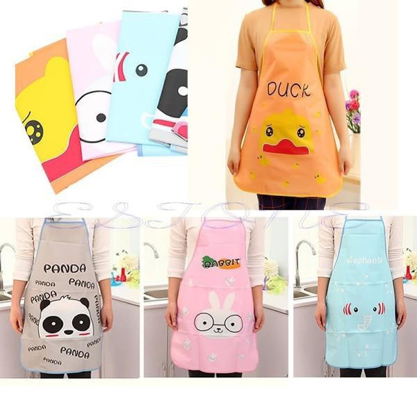 Tạp Dề Nilon Chống Thấm Cute - Tạp Dề Chống Nước, Chống Dầu Mỡ Họa Tiết Hoạt Hình 11107