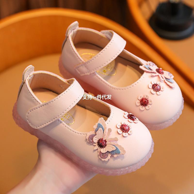 Giày búp bê đính hoa dành cho bé gái, da PU mềm đế chắc chắn chống trơn trượt - Hàng Quảng Châu Loại 1 (226)