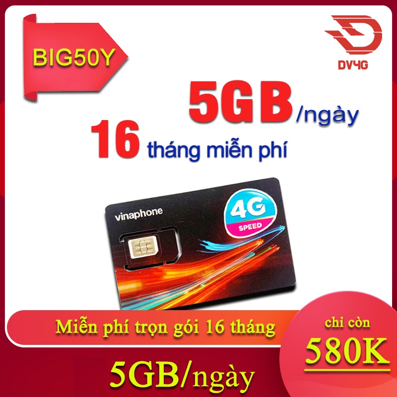 Sim 4G Big50y -Thaga60 -Thaga90 -Win60 -Local -U1500, không giới hạn dung lượng tốc độ 4G, trọn gói 1 năm
