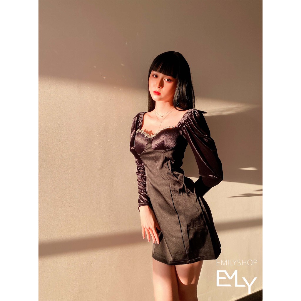 Đầm dáng ôm tay dài mini Emilyshop ulzzang