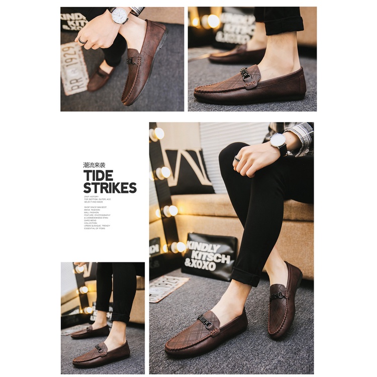 Giày lười da đế mềm siêu nhẹ thời trang mùa xuân 2021 cho nam