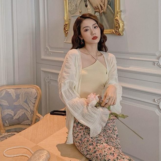 Áo Khoác Cardigan Chiffon Mỏng Tay Dài Chống Nắng Mùa Hè Phong Cách Phương Tây Mới Cho Nữ