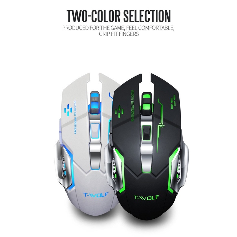 Chuột Mouse không dây T-WOLF Q13 (Pin sạc, Công tắc, 6 nút)