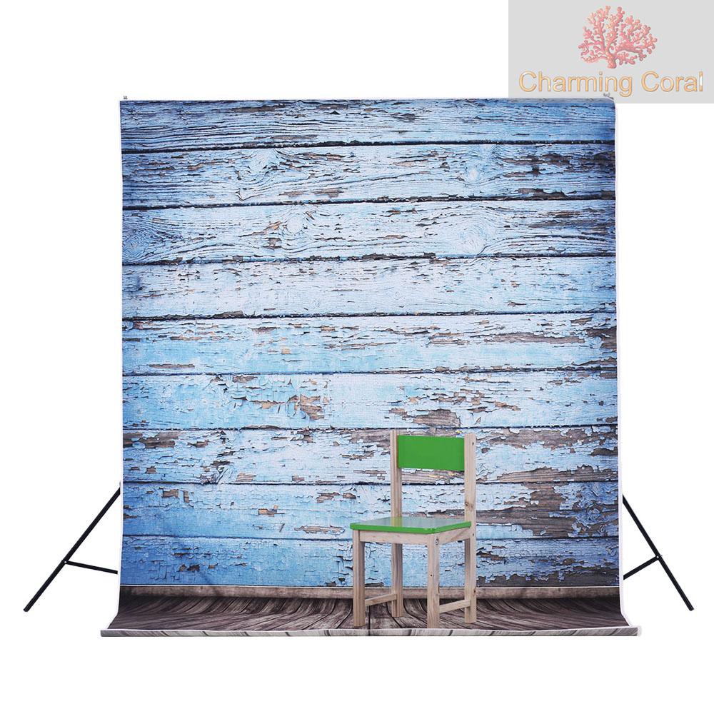 CTOY Andoer 1.5 * 3m/4.9 * 9.8ft Video Studio Photo Backdrop Background Digital Printed Blue Classic Wall Wooden Floor Pattern for Teenager Adult Kid Children Portrait Photography