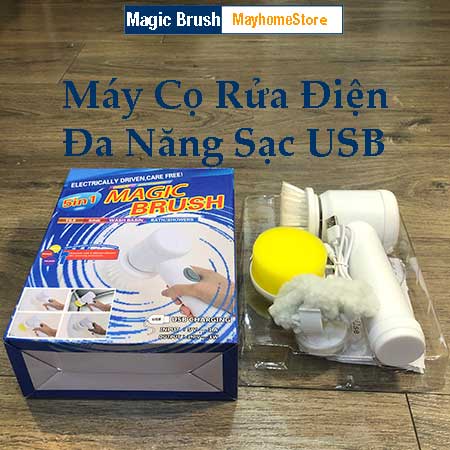 Máy Cọ Rửa Điện Đa Năng Sạc USB, bàn chải Vệ Sinh Bếp, Bồn Rửa Mặt, Đánh Giày, đánh bóng Magic Brush với 3 đầu thay thế