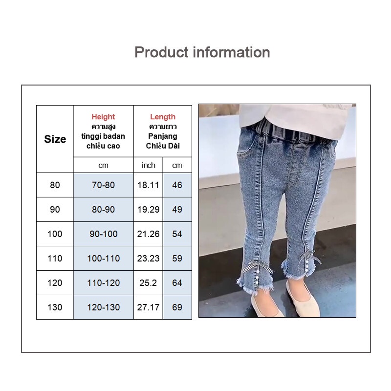 Quần jeans Dài Ống Loe Thời Trang Dành Cho Bé Gái
